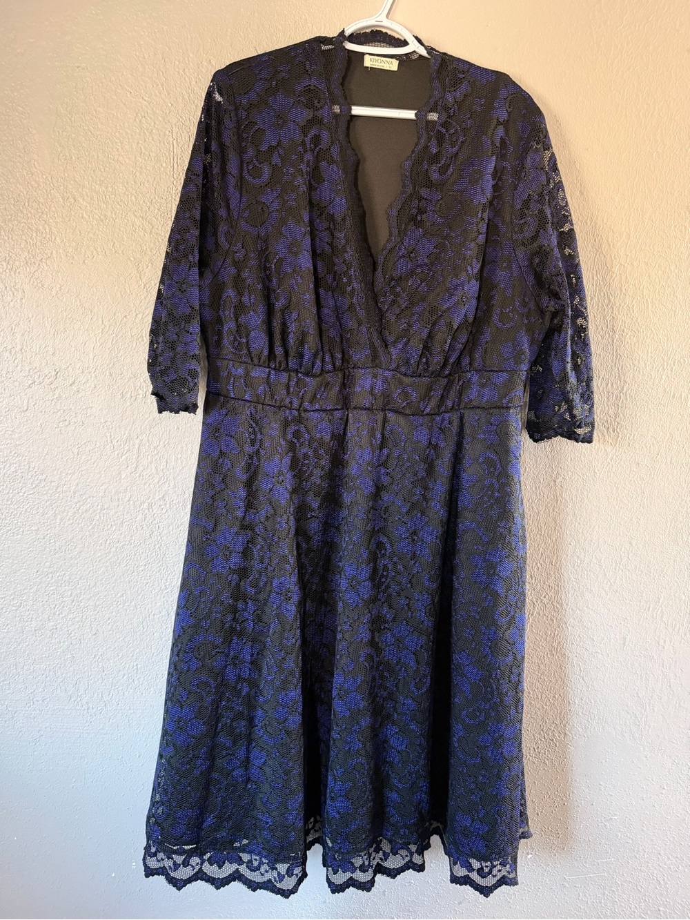 Kiyonna Mon Cherie Black Purple Lace Cocktail Dress Woman’s Plus size 3X (22-24)
